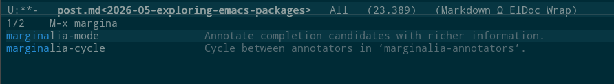 Marginalia function completions